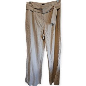 White House Black Markwt Tan Wide-Leg Pants with Belt Womens Size 10.